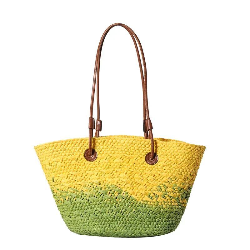 Französische Luxus Strandtasche Damen – Handgefertigte Raffia Sommertasche