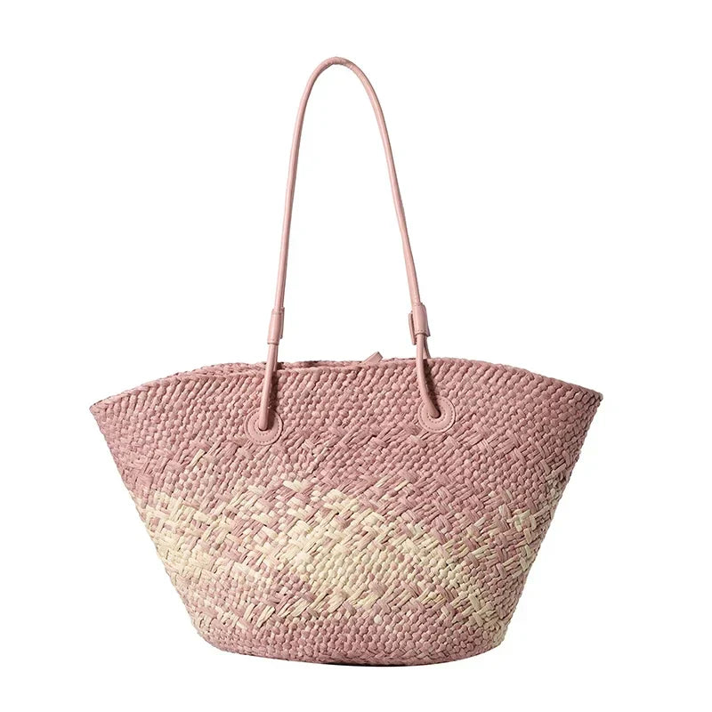 Französische Luxus Strandtasche Damen – Handgefertigte Raffia Sommertasche