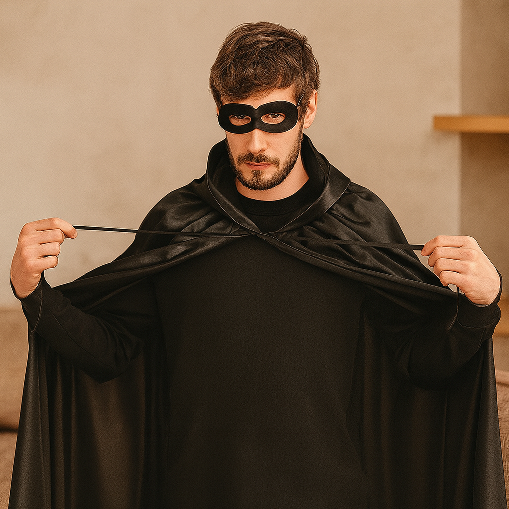 ShadowVeil Gothic Cape – Schwarzes Kapuzen-Cape mit Schlitz für Damen & Herren