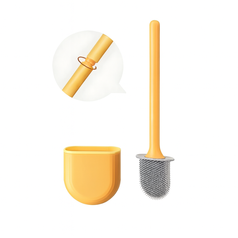 Silikon-Toilettenbürste mit Wandhalterung – Hygienische Toilettenbürste für müheloses Reinigen und schnelles Trocknen