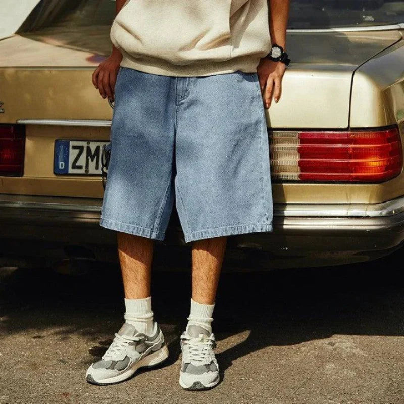 Herren Klassisch Lose Jeansstoff Kurze Hosen