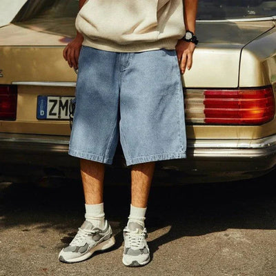 Herren Klassisch Lose Jeansstoff Kurze Hosen