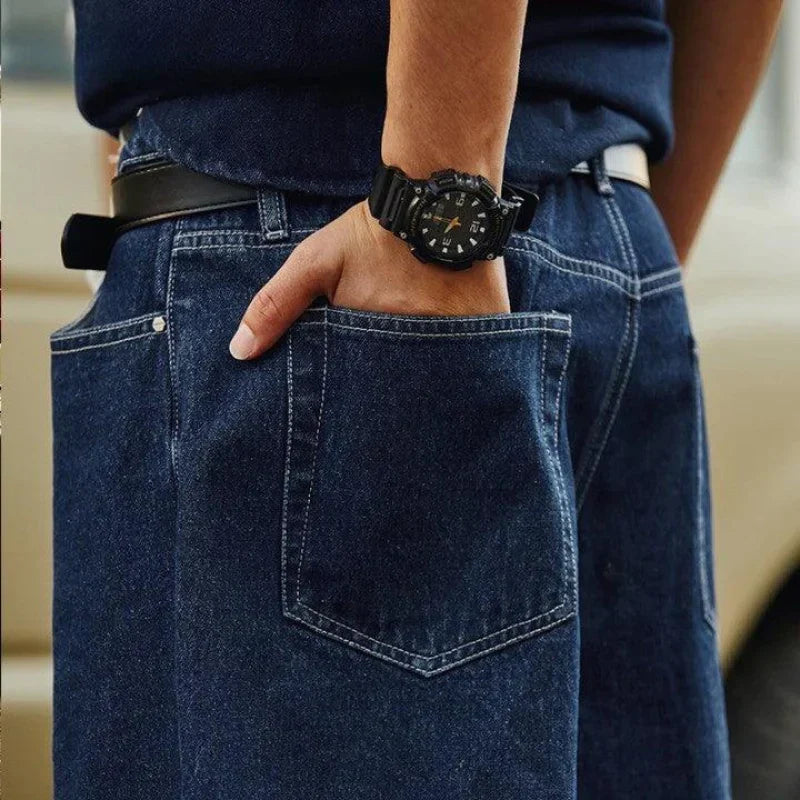 Herren Klassisch Lose Jeansstoff Kurze Hosen