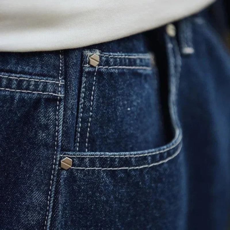 Herren Klassisch Lose Jeansstoff Kurze Hosen