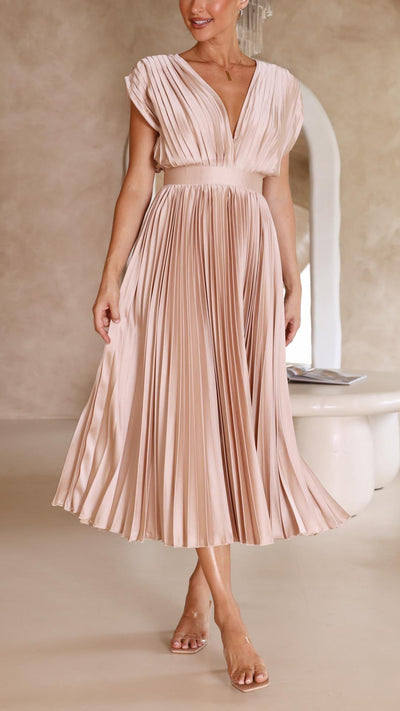 MIRAVO | Elegantes Plissiertes Maxikleid