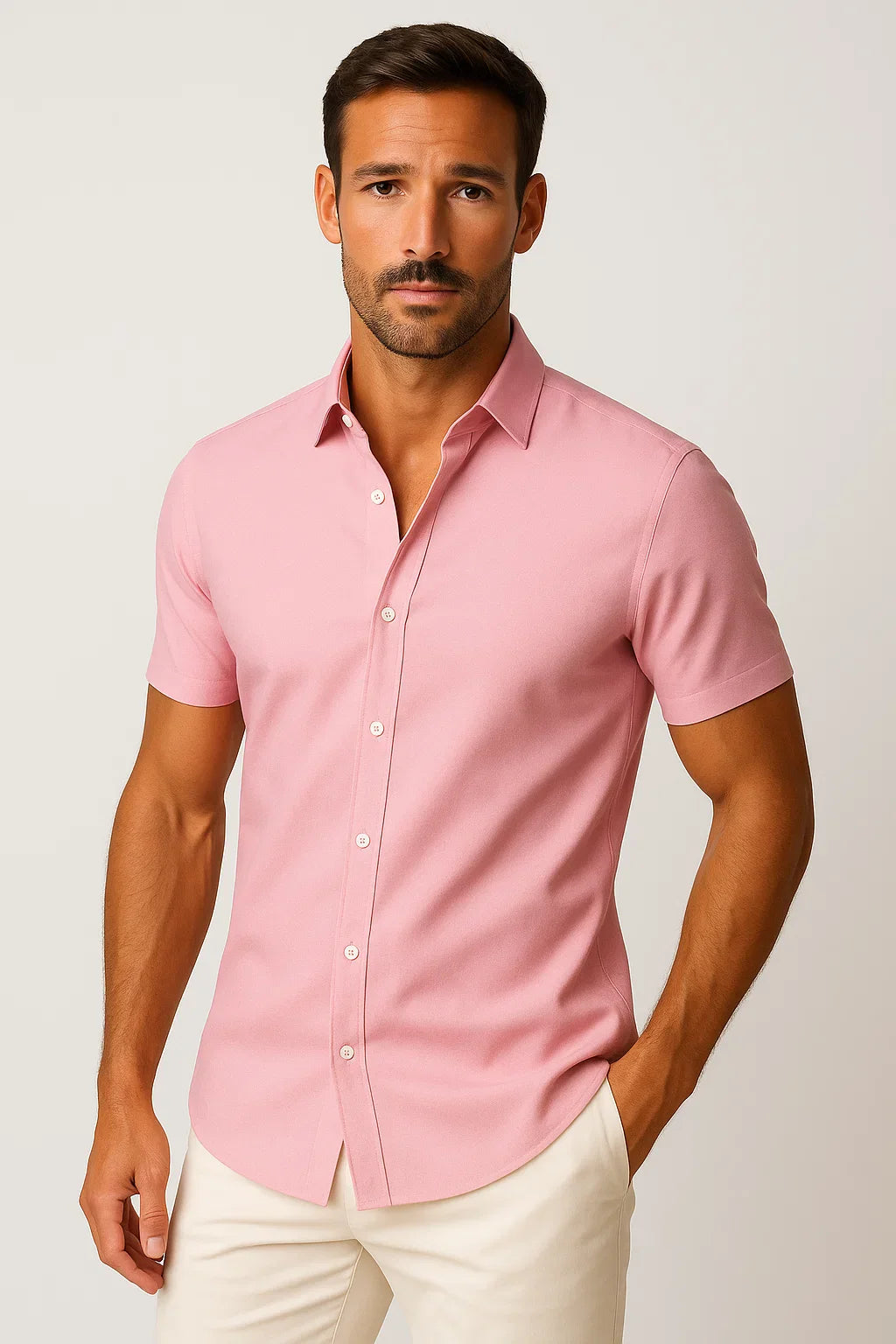 Tailored Kurzarmhemd mit Knopfleiste