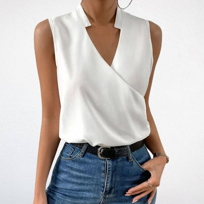 Marie – Ärmellose Bluse mit V-Ausschnitt