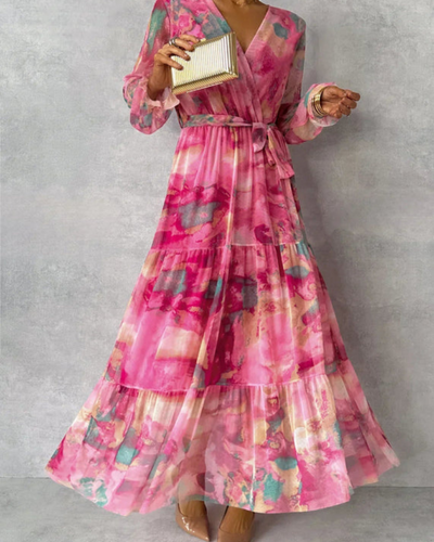 Damen Elegantes Wickelkleid | Maxi Festliches Kleid