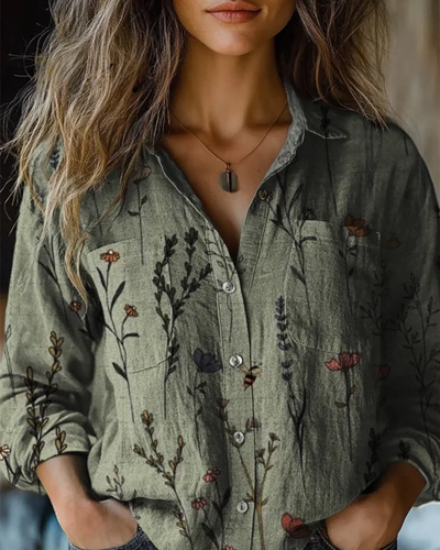 Evlampia – Vintage Baumwoll Hemd Mit Langen Ärmeln