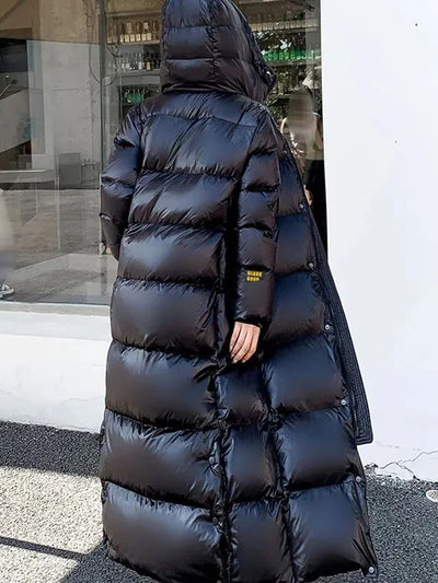 Lange Damen Winterjacke mit Reißverschluss