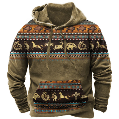 Vintage Kapuzenpulli mit Tribal-Print
