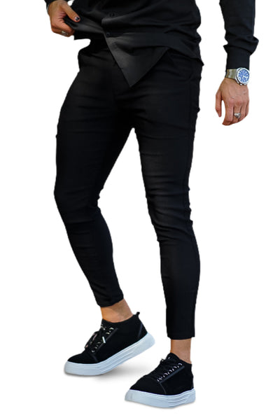 Schwarze Slim Fit Herren Stoffhose