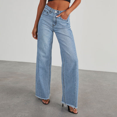 Gemma High-Waist-Jeans mit weitem Bein