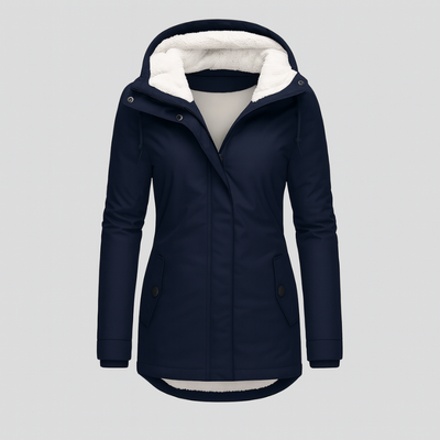 Winterjacke für Damen mit Kapuze und kuscheligem Futter – lange Ärmel
