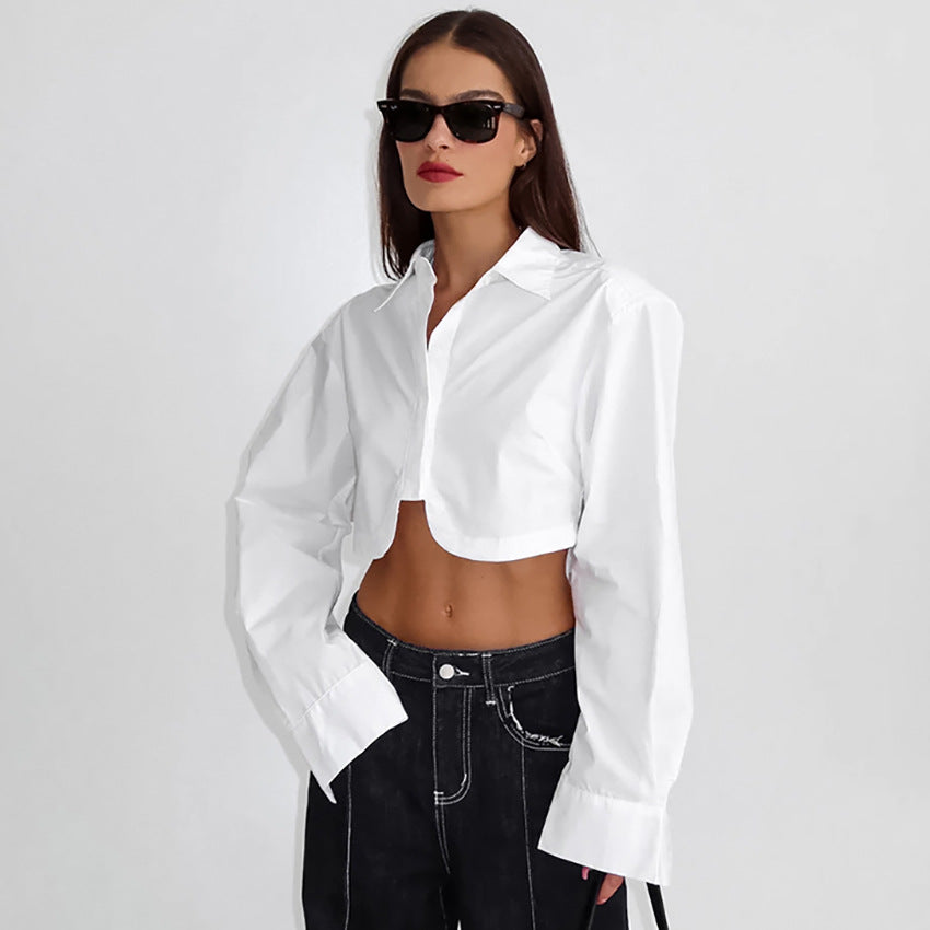 Cropped Damenbluse – Modern, Minimalistisch & Modisch Akzentuiert