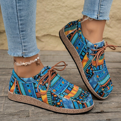 Damen Vintage Boho SchnürSchuhe