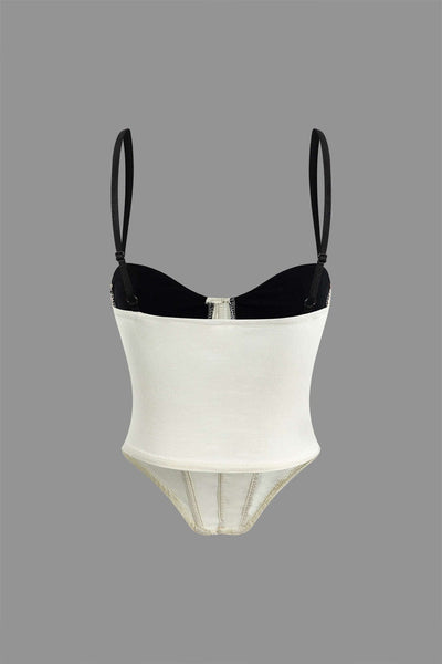 Natalia | Zweifarbiges Corsagen-Bodysuit mit Bügel-Cups und formenden Nähten