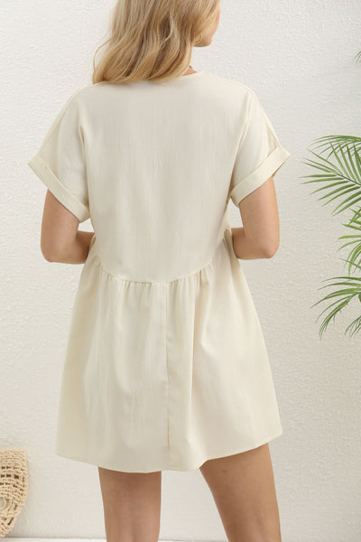 Charlotte – Lässiges, lockeres Kleid in einfarbig mit V-Ausschnitt