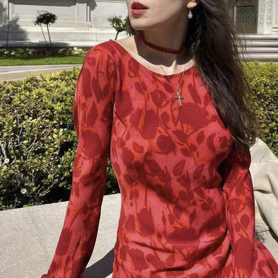 Melanie – Chiffon Kleid mit langen Ärmeln in Taillenhöhe