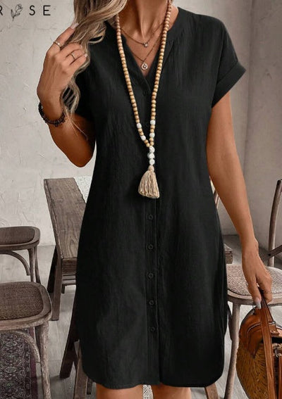 Nicole – Knielanges Hemdblusenkleid mit Schmetterlingsärmeln