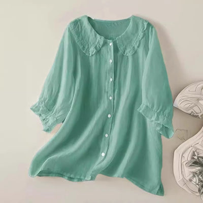 Karen – Lockeres Halbarmshirt mit Claudine-Kragen