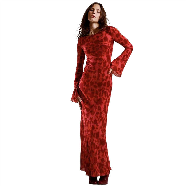 Melanie – Chiffon Kleid mit langen Ärmeln in Taillenhöhe