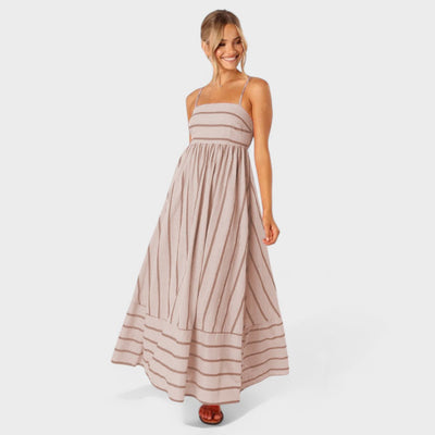 Lucille - Gestreift Drucken Maxikleid