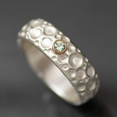 Vintage Silber plattiert eingelegten grünen Stein Ring