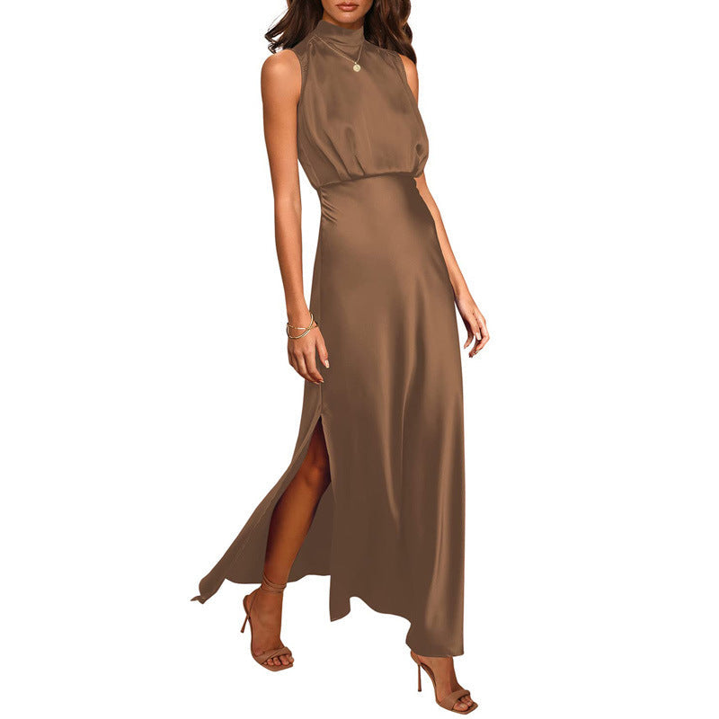 Imogen – Satin-Kleid mit Stehkragen