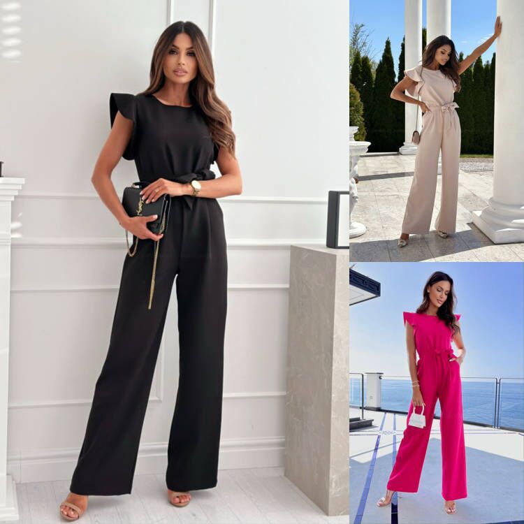 Damen Jumpsuit Elegant mit weitem Bein – Modischer Einteiler für Büro & besondere Anlässe