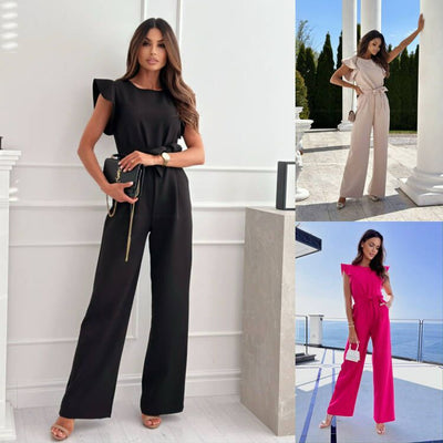 Damen Jumpsuit Elegant mit weitem Bein – Modischer Einteiler für Büro & besondere Anlässe