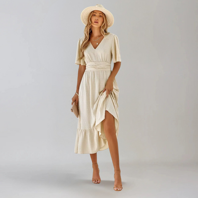 ARIA  | Mittellanges Kleid mit V-Ausschnitt