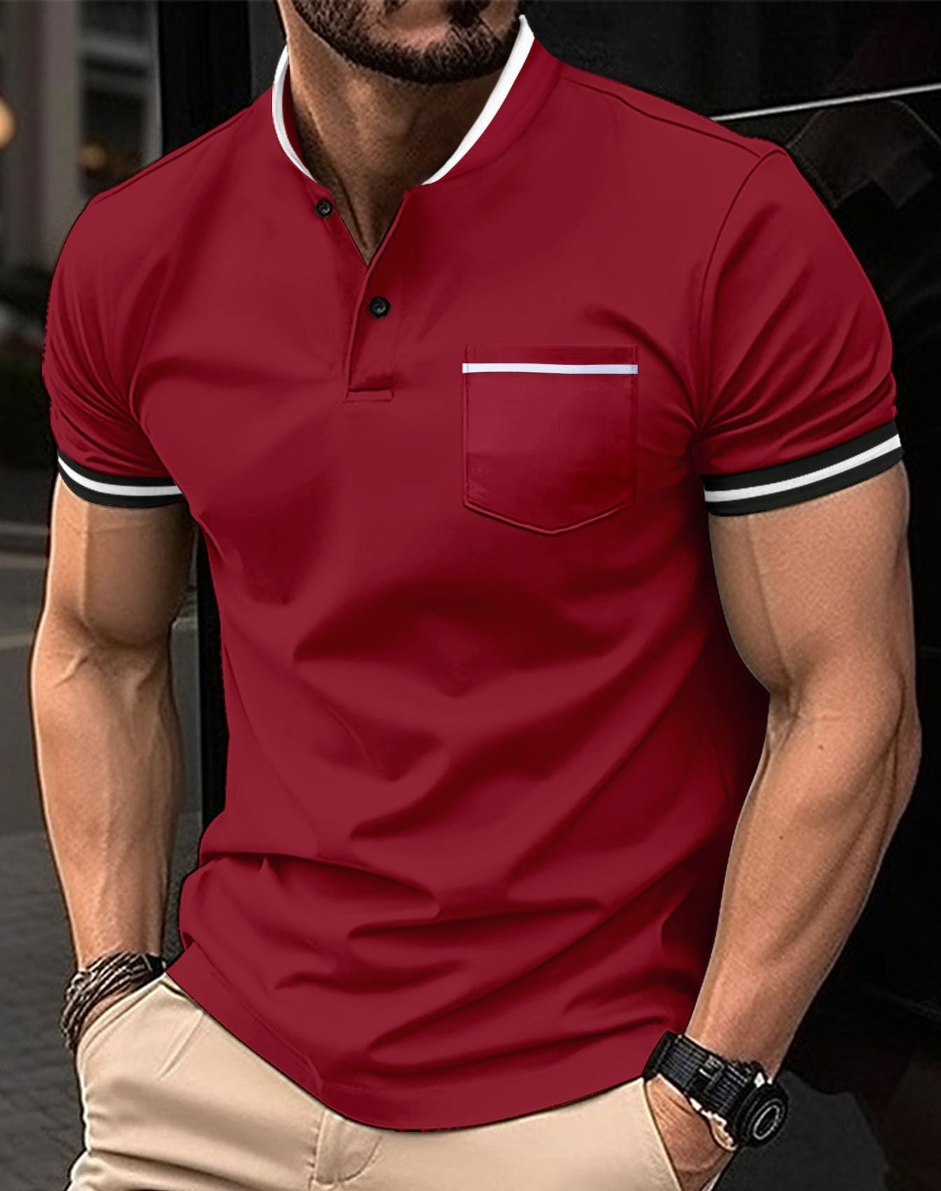 Teodor - Herren Blaues Baumwoll Poloshirt Bequem