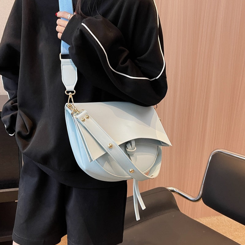 Vintage Damen Schultertasche – Vegan Leder mit Pouch & Canvas Gurt