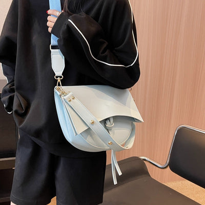 Vintage Damen Schultertasche – Vegan Leder mit Pouch & Canvas Gurt