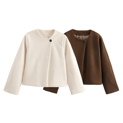 Delilah - Gepolsterter Wollmantel Quadratischer Kragenwärme