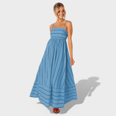 Lucille - Gestreift Drucken Maxikleid