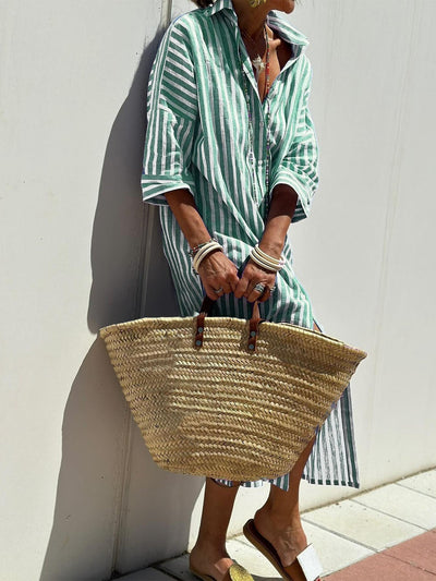 Robyn – Halbärmeliger gestreifter Cardigan mit Schnürung