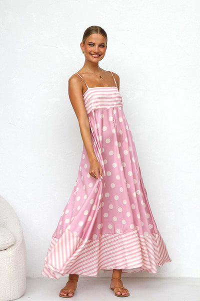 Jade – Bedrucktes Trägerkleid ohne Rücken mit Sommermotiven