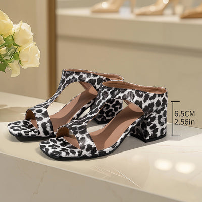 Aubree - Modische Leder Sandalen Mit Dicken Absätzen