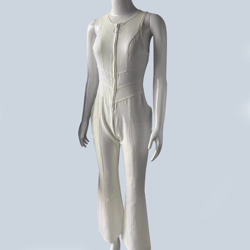 Sue – Slim Fit Denim Jumpsuit mit herzförmigem Rückenausschnitt