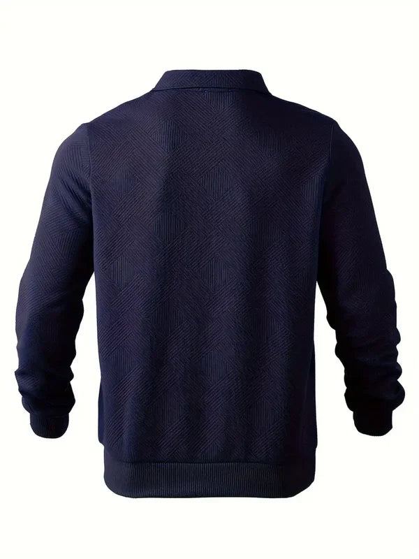 Eleganter warmer Herrenpullover mit halbem Reißverschluss