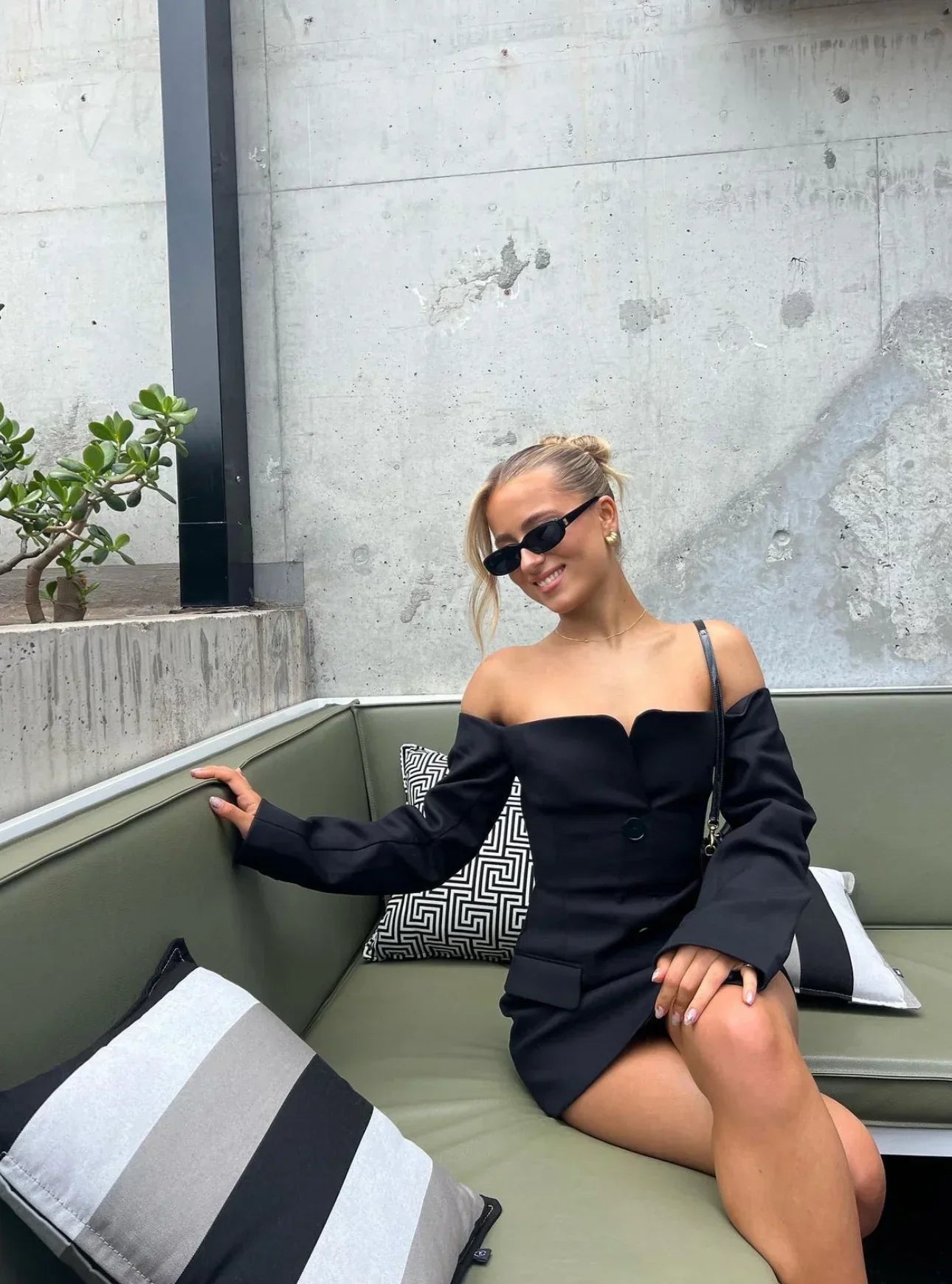 Blazer-Kleid Damen – Teal Blau, Gürtel & Knopfdetails