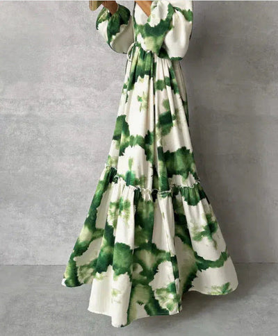 Damen Boho Maxikleid mit V-Ausschnitt – Elegantes Freizeitkleid für Alltag und besondere Anlässe