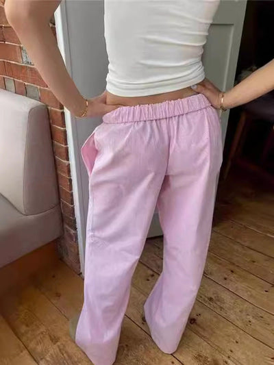Nicole – Breite Bequeme Hose mit vertikalen Streifen und elastischem Bund
