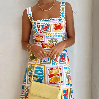 Janet – Mode Graffiti Träger Röhrenkleid