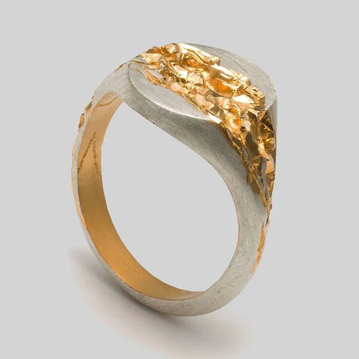 Vintage Gold & Silber Antiker geschmiedeter Ring