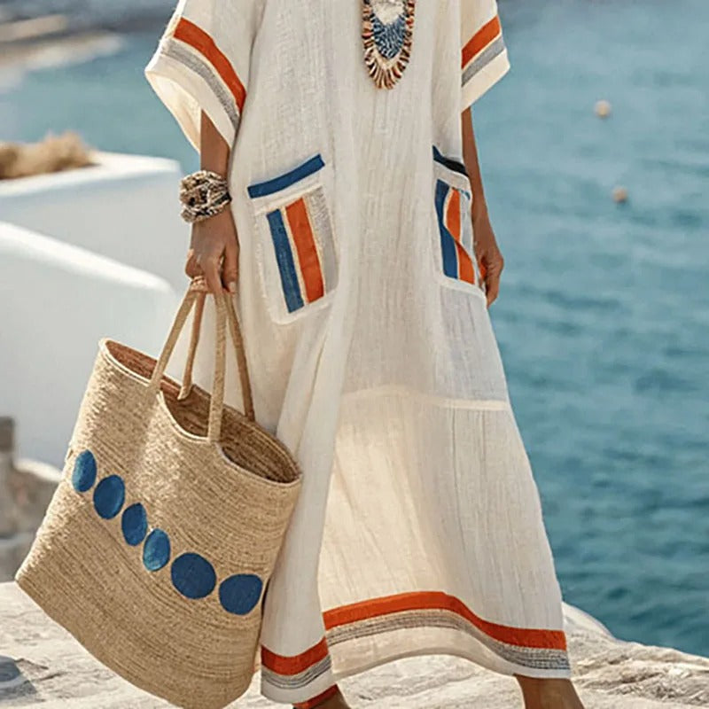 Xenia – Elegantes Langes Kleid Mit Taschen