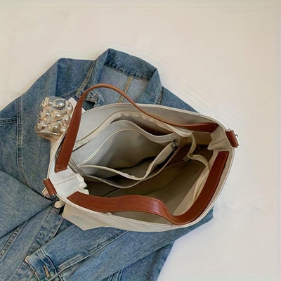 Canvas Schultertasche Damen – Zeitlose Crossbody Bag mit Reißverschluss