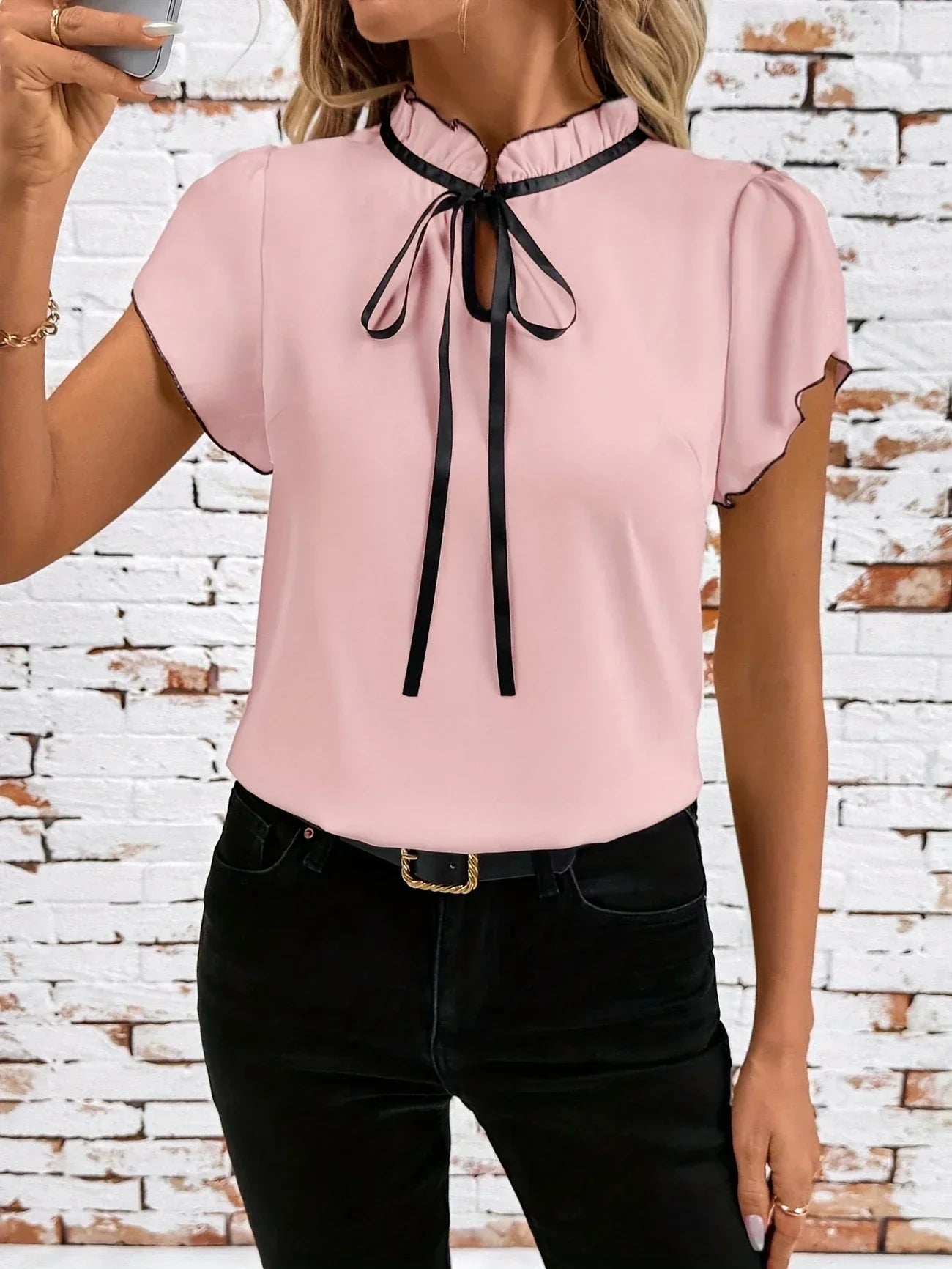 Bethany - Farbe Blockieren Kurz Ärmel Hemd